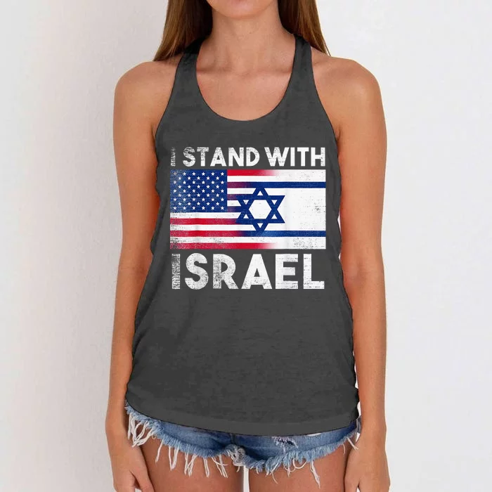 I Stand With Israel Pray For Israel US and Israel Flag Women's Knotted Racerback Tank