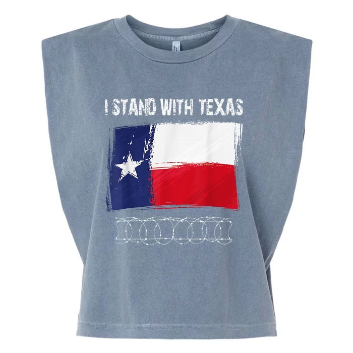 I Stand With Texas Flag Usa State Of Texas Garment-Dyed Women's Muscle Tee