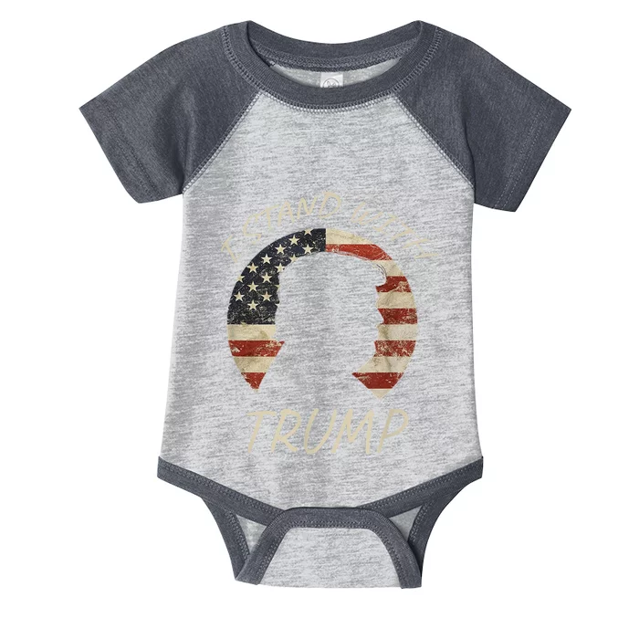 I Stand With Trump Pro Republican American Flag Vintage Infant Baby Jersey Bodysuit