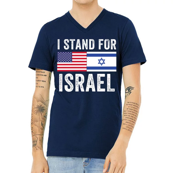 I Stand With Israel Usa Israeli Flag Jewish I Love Israel I Support Israel V-Neck T-Shirt