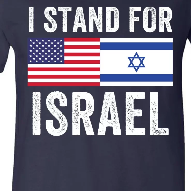 I Stand With Israel Usa Israeli Flag Jewish I Love Israel I Support Israel V-Neck T-Shirt