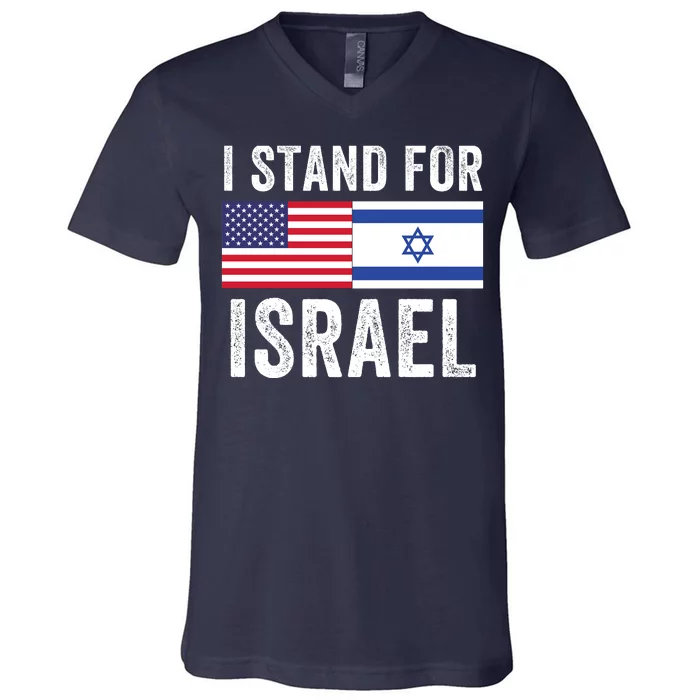 I Stand With Israel Usa Israeli Flag Jewish I Love Israel I Support Israel V-Neck T-Shirt