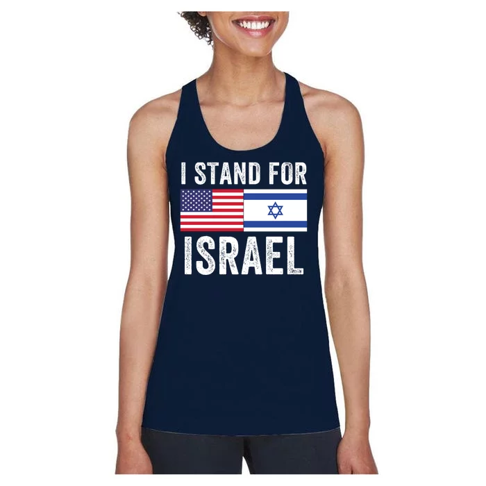 I Stand With Israel Usa Israeli Flag Jewish I Love Israel I Support Israel Women's Racerback Tank