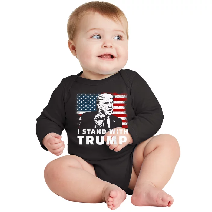 I Stand With Trump Baby Long Sleeve Bodysuit