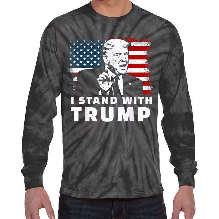 I Stand With Trump Tie-Dye Long Sleeve Shirt