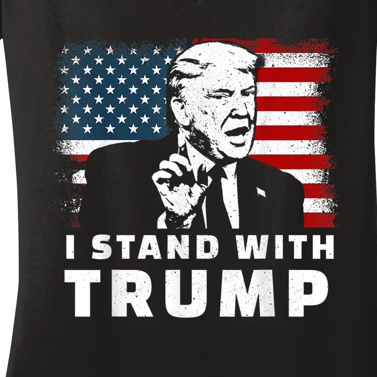 I Stand With Trump Women's V-Neck T-Shirt