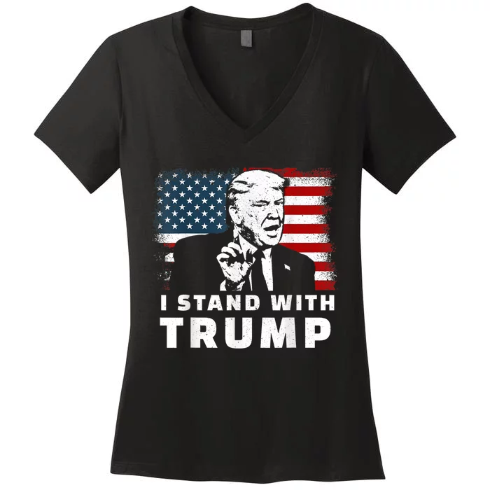 I Stand With Trump Women's V-Neck T-Shirt