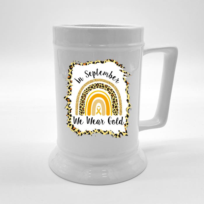 In September We Wear Gold Leopard Rainbow Front & Back Beer Stein