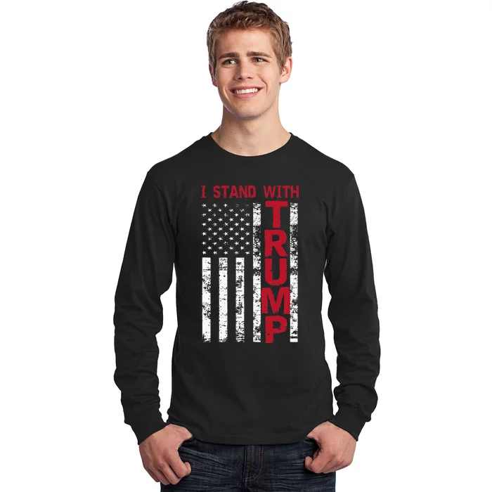 I Stand With Trump I Stand With America Cool Patriotic Long Sleeve Shirt