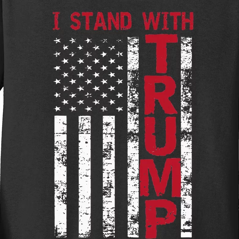 I Stand With Trump I Stand With America Cool Patriotic Kids Long Sleeve Shirt