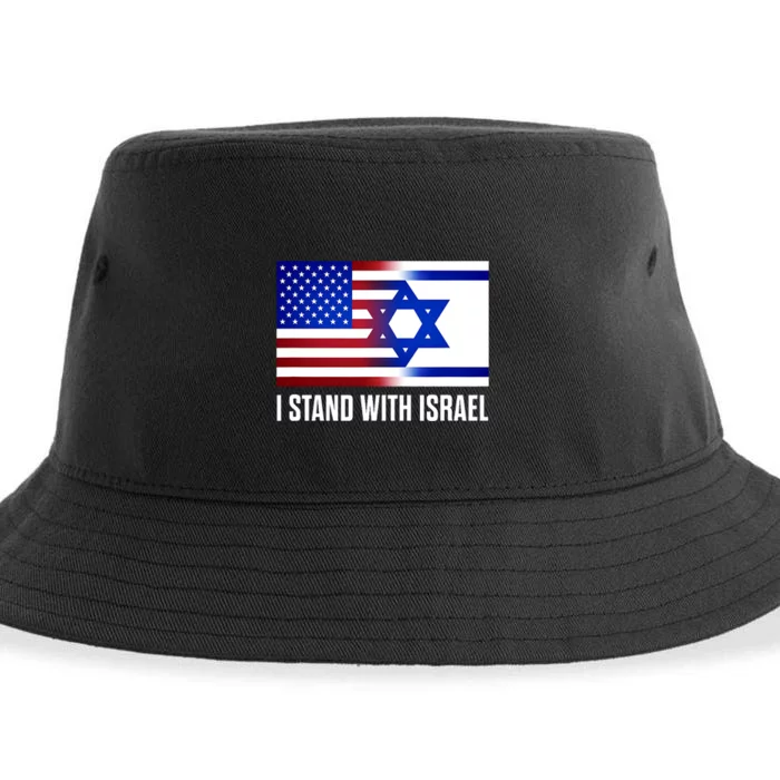 I Stand With Israel Patriotic Usa And Israel Flag Design Sustainable Bucket Hat