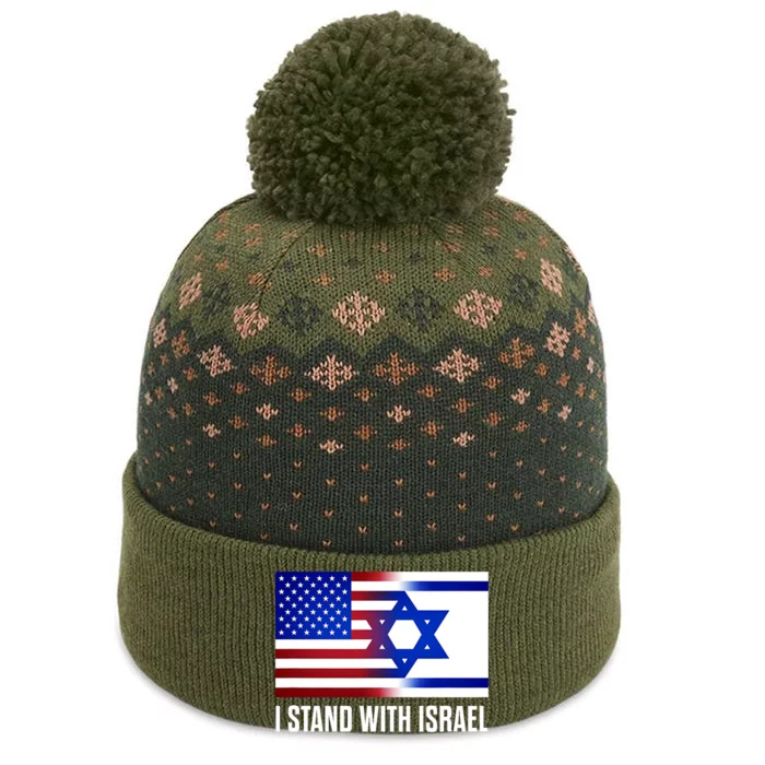 I Stand With Israel Patriotic Usa And Israel Flag Design The Baniff Cuffed Pom Beanie