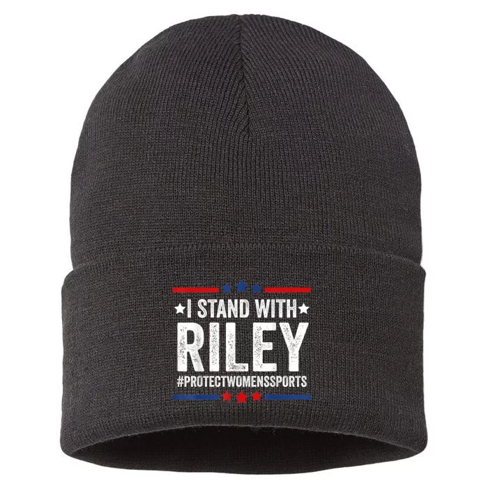 I Stand With Riley Gaines #ProtectWomensSports Sustainable Knit Beanie