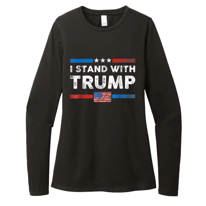 I Stand With Trump American Flag Womens CVC Long Sleeve Shirt