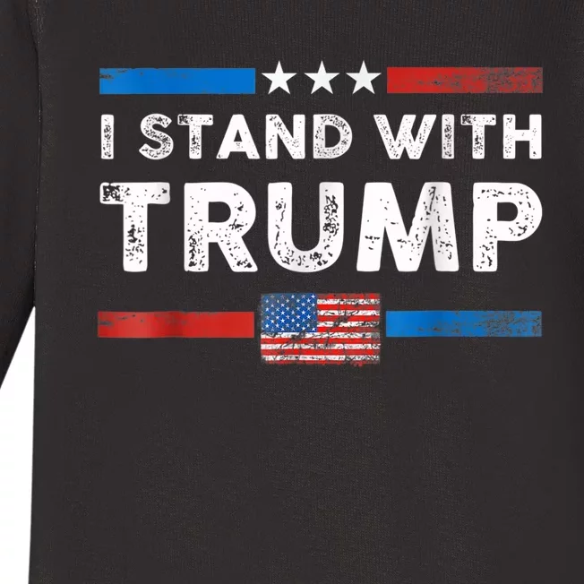 I Stand With Trump American Flag Baby Long Sleeve Bodysuit