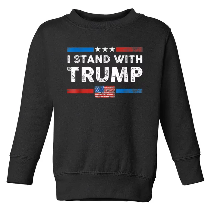 I Stand With Trump American Flag Toddler Sweatshirt