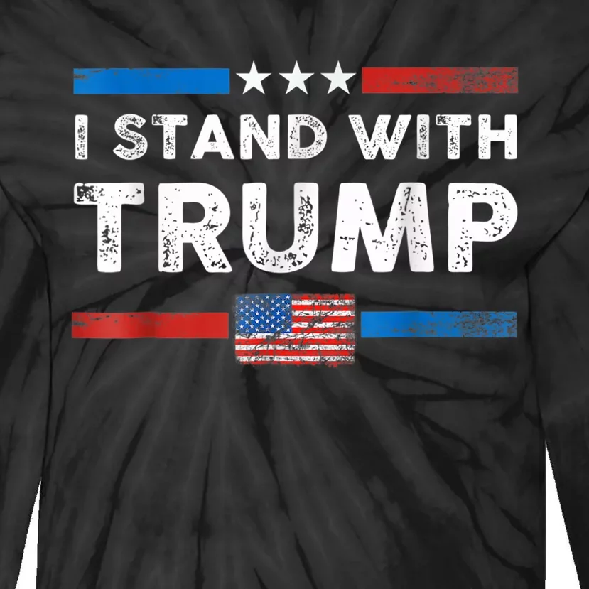 I Stand With Trump American Flag Tie-Dye Long Sleeve Shirt