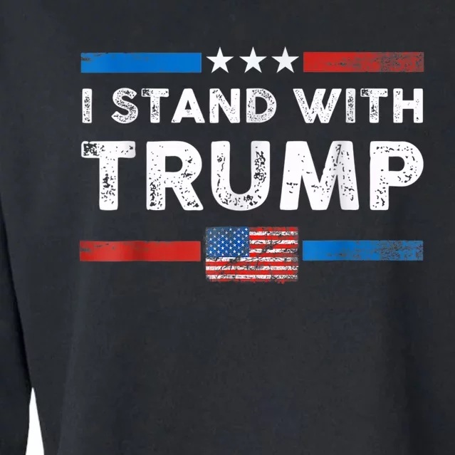 I Stand With Trump American Flag Cropped Pullover Crew