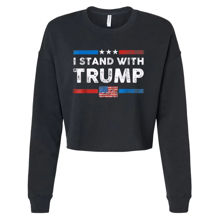 I Stand With Trump American Flag Cropped Pullover Crew