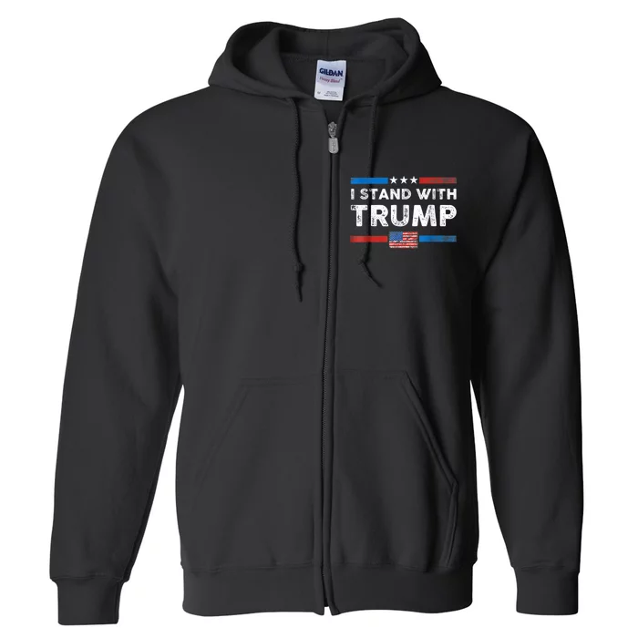 I Stand With Trump American Flag Full Zip Hoodie