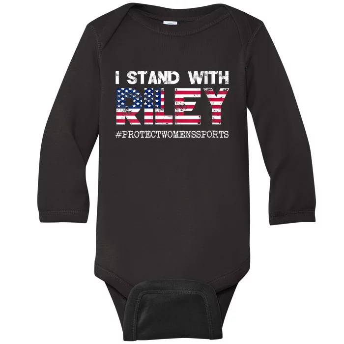 I Stand With Riley Gaines #ProtectWomensSports Baby Long Sleeve Bodysuit