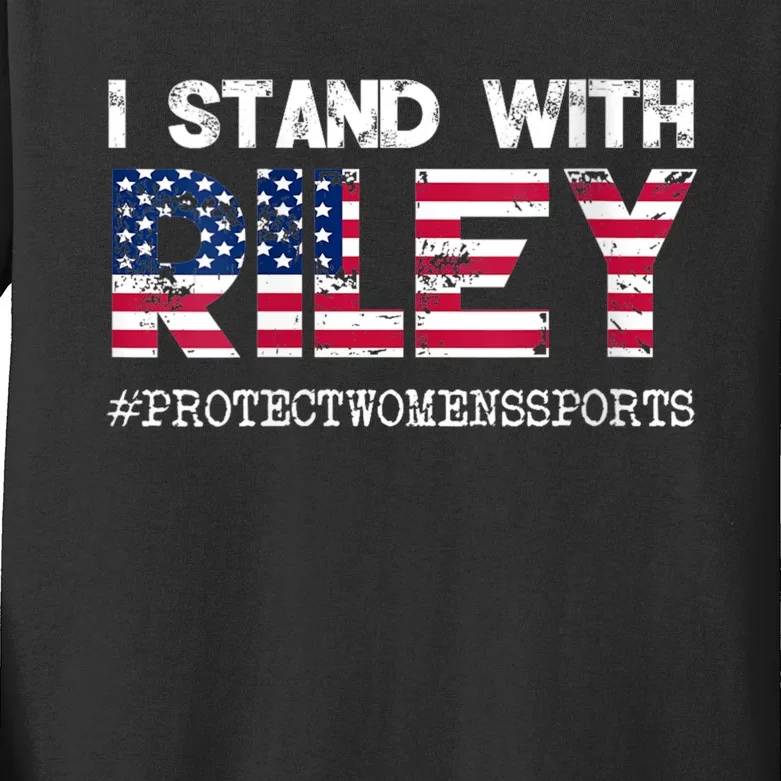 I Stand With Riley Gaines #ProtectWomensSports Kids Long Sleeve Shirt