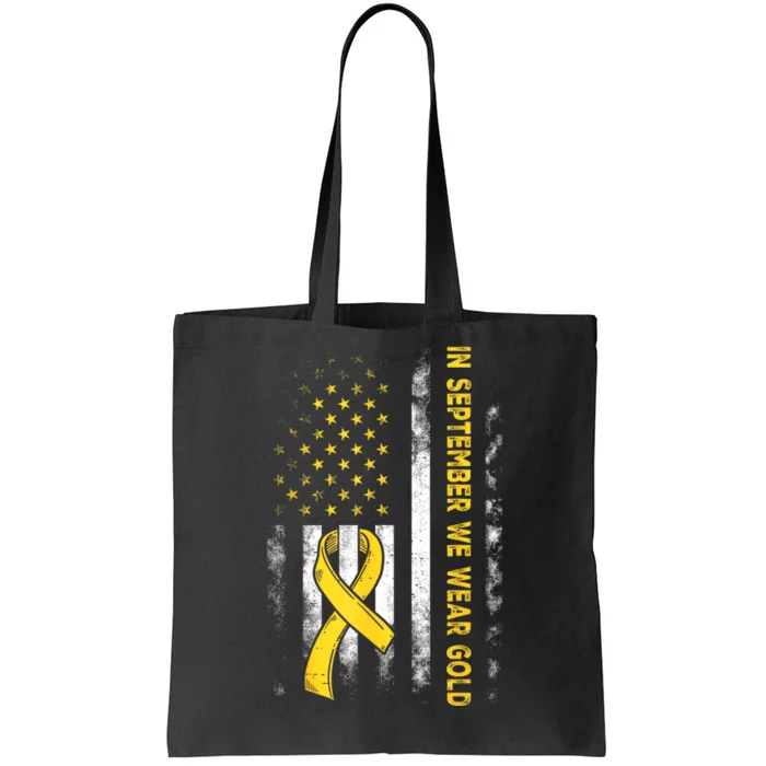 In September We Wear Gold Us Flag Childhood Cancer Awareness Tote Bag