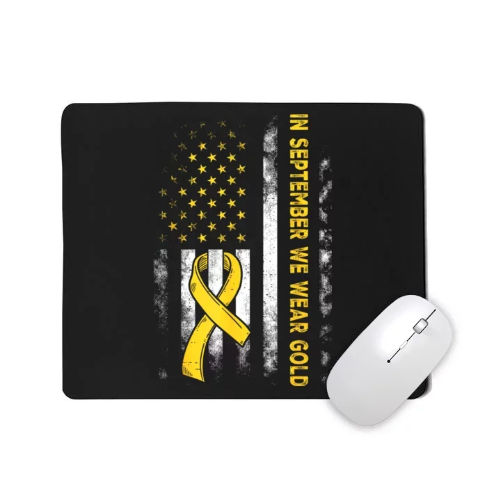 In September We Wear Gold Us Flag Childhood Cancer Awareness Mousepad