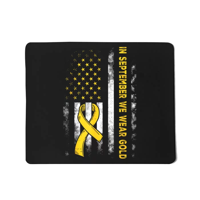 In September We Wear Gold Us Flag Childhood Cancer Awareness Mousepad