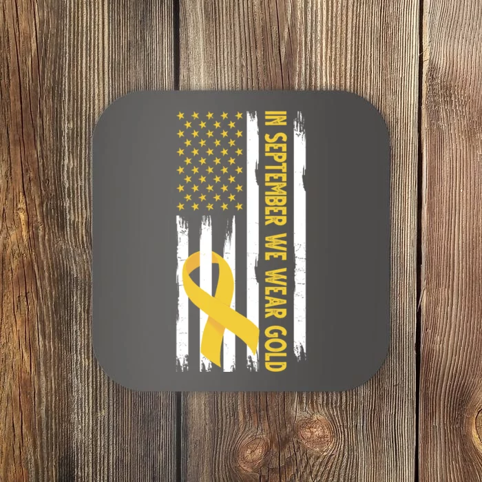 In September We Wear Gold Childhood Cancer Awareness Flag Coaster