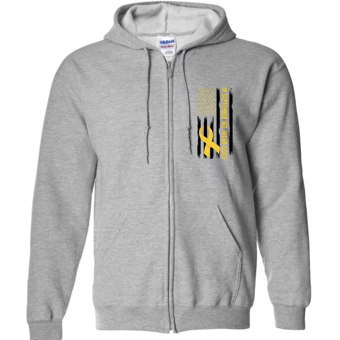 In September We Wear Gold Childhood Cancer Awareness Flag Full Zip Hoodie