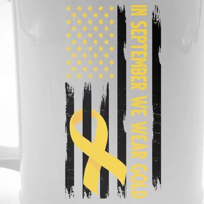 In September We Wear Gold Childhood Cancer Awareness Flag Front & Back Beer Stein