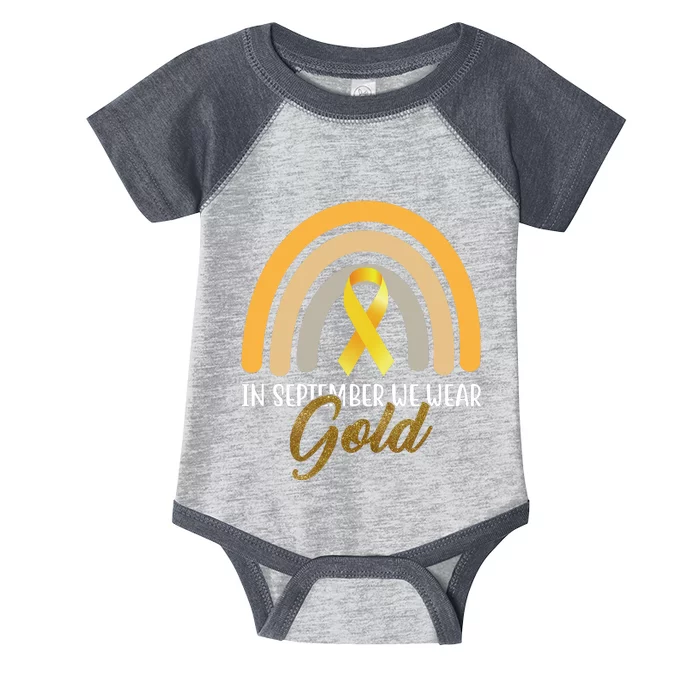 In September We Wear Gold Childhood Cancer Rainbow Infant Baby Jersey Bodysuit