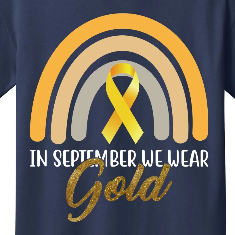 In September We Wear Gold Childhood Cancer Rainbow Kids T-Shirt