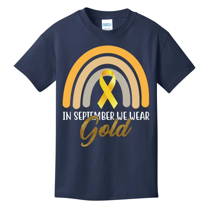 In September We Wear Gold Childhood Cancer Rainbow Kids T-Shirt