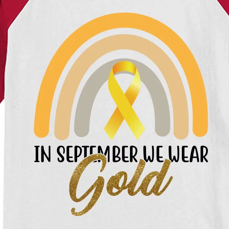 In September We Wear Gold Childhood Cancer Rainbow Kids Colorblock Raglan Jersey