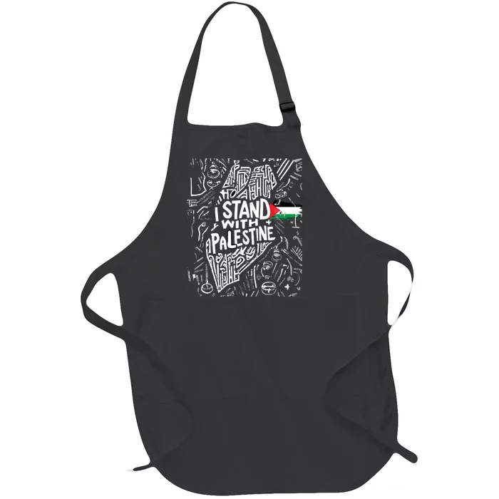 I Stand With Palestine Quote A Free Palestine Design Full-Length Apron With Pocket