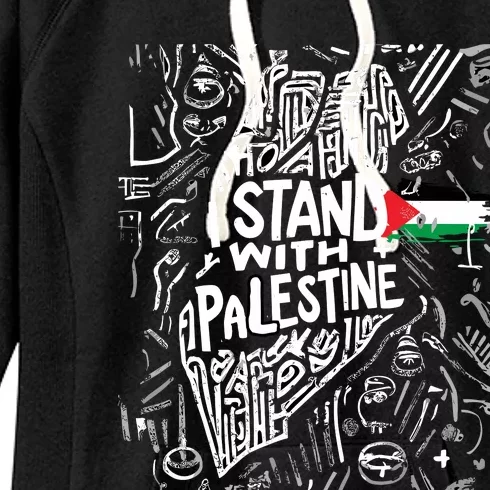 I Stand With Palestine Quote A Free Palestine Design Women's Fleece Hoodie