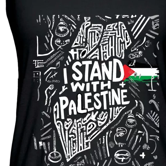 I Stand With Palestine Quote A Free Palestine Design Ladies Essential Flowy Tank