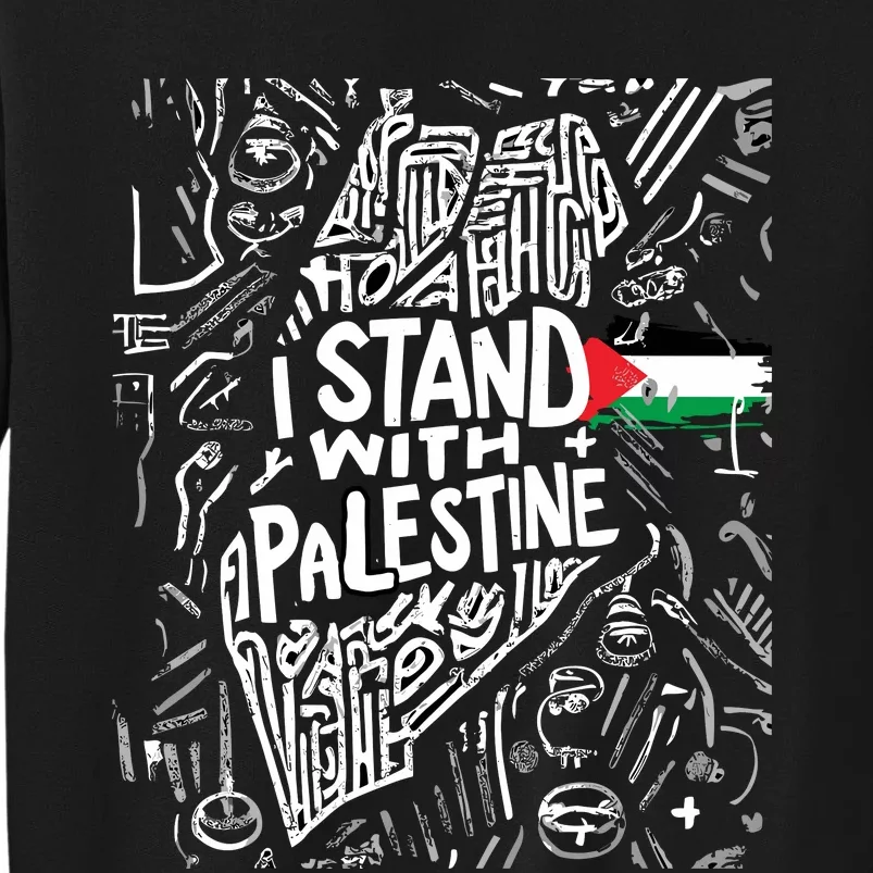 I Stand With Palestine Quote A Free Palestine Design Tall Sweatshirt