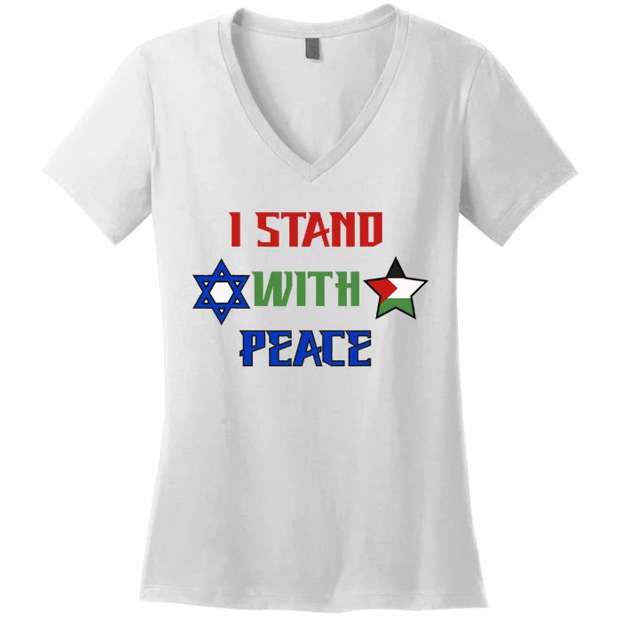 i stand with peace palestine israel Women's V-Neck T-Shirt