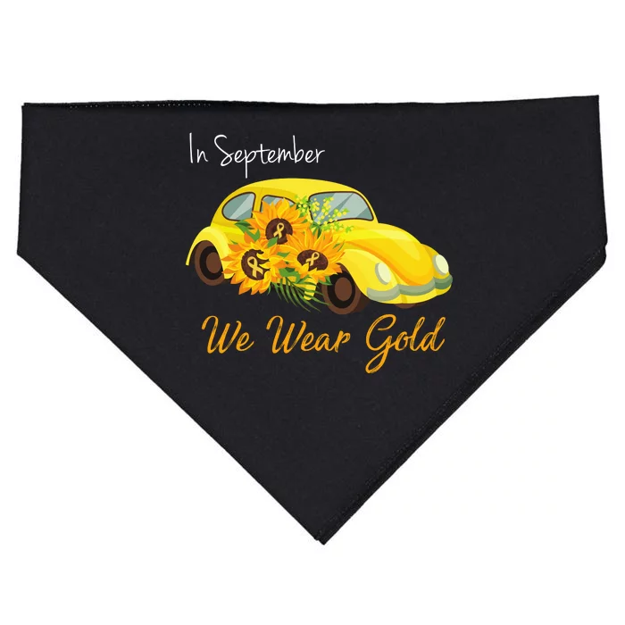 In September We Wear Gold Sunflower Vintage Car USA-Made Doggie Bandana