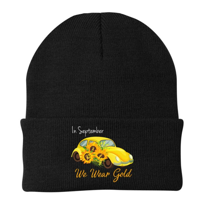 In September We Wear Gold Sunflower Vintage Car Knit Cap Winter Beanie