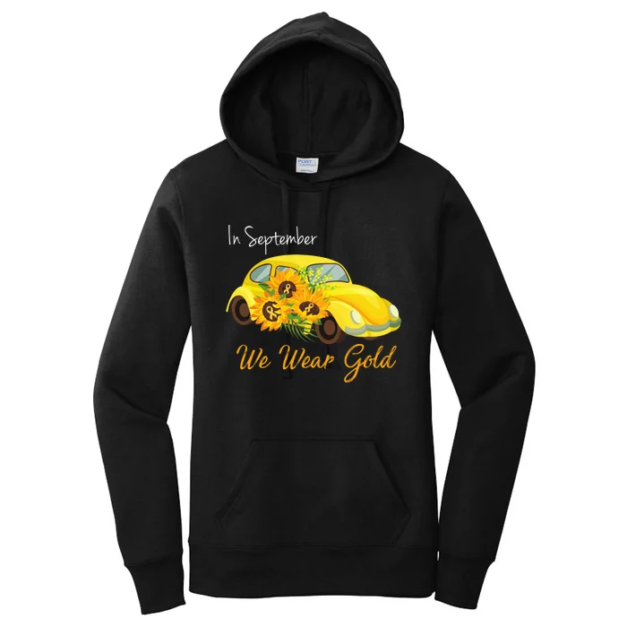 In September We Wear Gold Sunflower Vintage Car Women's Pullover Hoodie