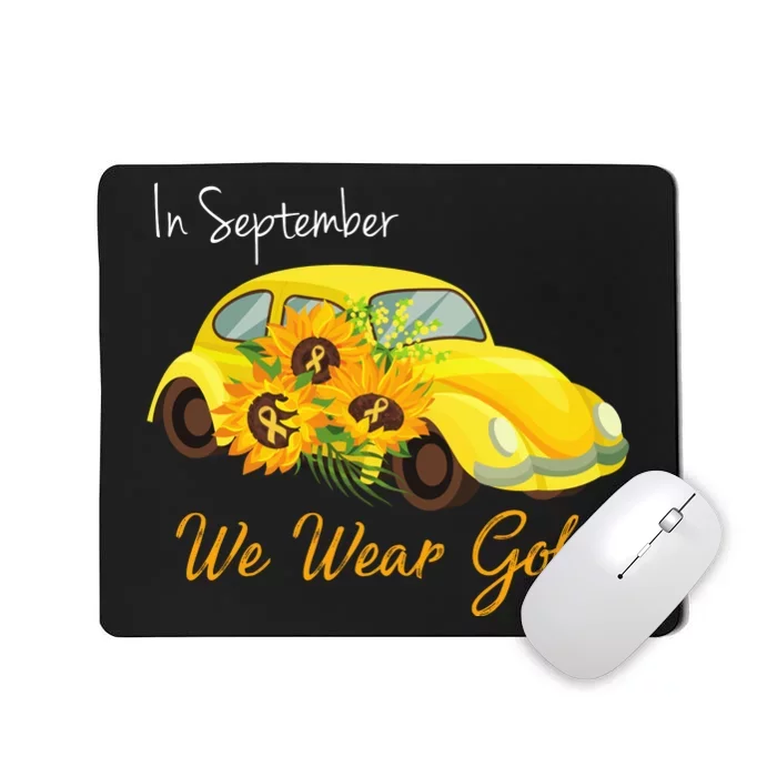 In September We Wear Gold Sunflower Vintage Car Mousepad