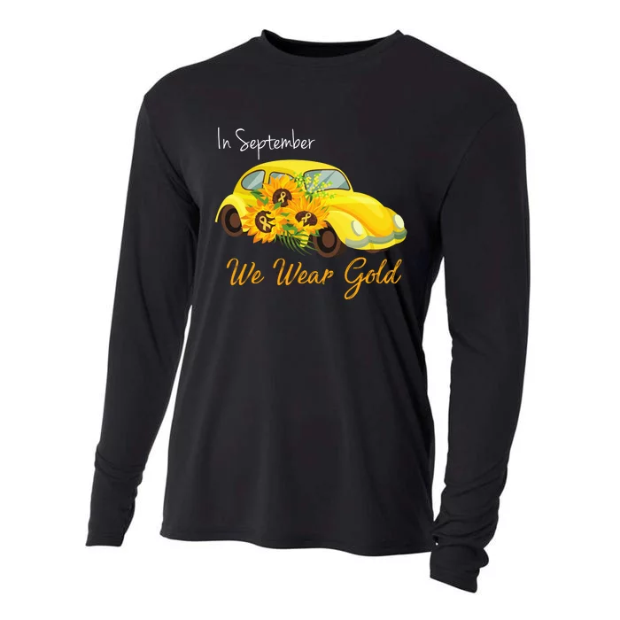 In September We Wear Gold Sunflower Vintage Car Cooling Performance Long Sleeve Crew