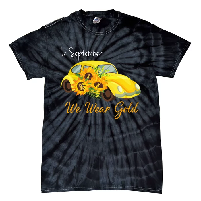 In September We Wear Gold Sunflower Vintage Car Tie-Dye T-Shirt