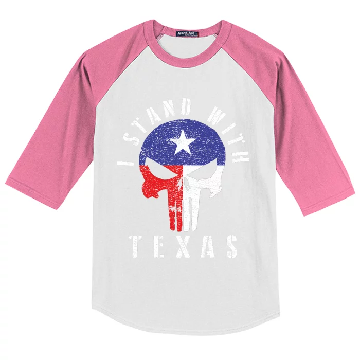 I Stand With Texas Flag Usa State Of Texas Kids Colorblock Raglan Jersey