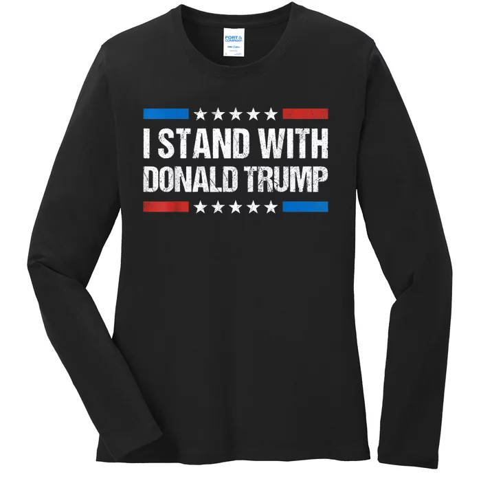 I Stand With Trump Pro Trump Republican Ticket 2024 Vintage Ladies Long Sleeve Shirt