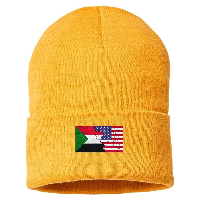 I Stand With Palestine American Flag With Palestine Flag Sustainable Knit Beanie